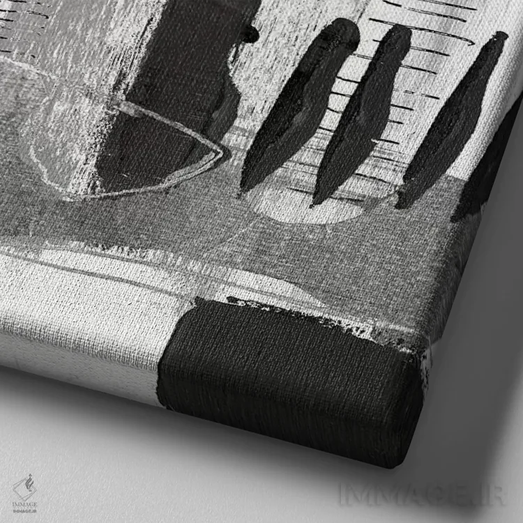 تابلو دکوراتیو ضربه های طلایی دو اثر جنیفر گلدبرگر - نمای نزدیک بافت بوم