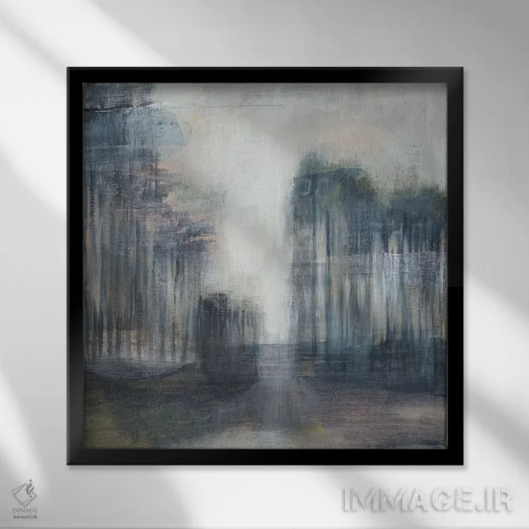 تابلو دکوراتیو خط درختی روشن شده یک اثر جنیفر گلدبرگر - نمای قابدار مشکی