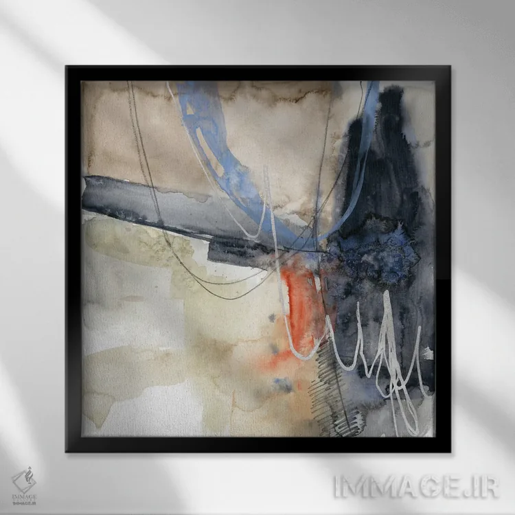 تابلو دکوراتیو مختصات انتزاعی یک اثر جنیفر گلدبرگر - نمای قابدار مشکی