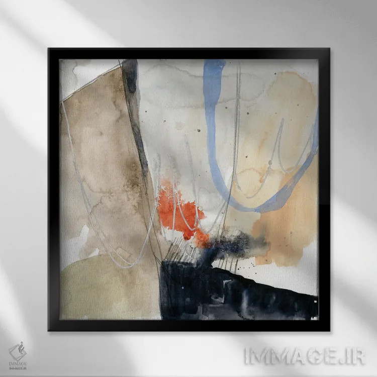 تابلو دکوراتیو مختصات انتزاعی پنج اثر جنیفر گلدبرگر - نمای قابدار مشکی