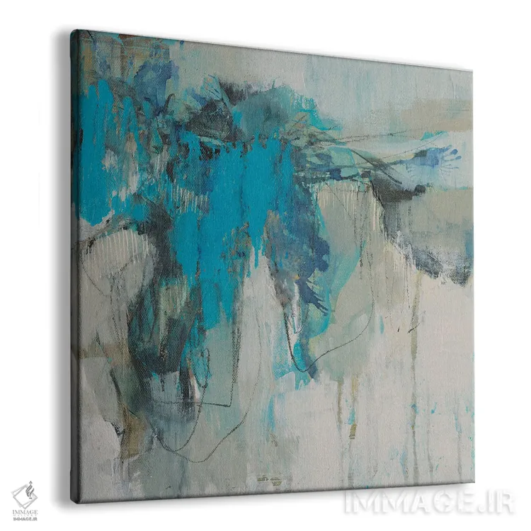 تابلو دکوراتیو آبی مایل به سبز نقاشانه II اثر جنیفر گلدبرگر - نمای پرسپکتیو محصول