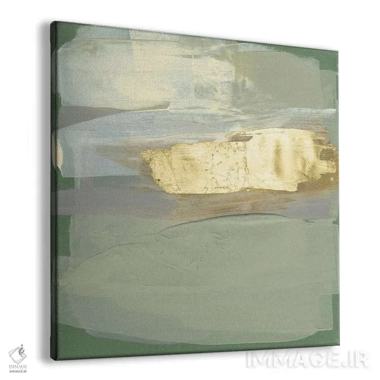 تابلو دکوراتیو حرکت قلم مریم گلی و طلا II اثر جنیفر گلدبرگر - نمای پرسپکتیو محصول