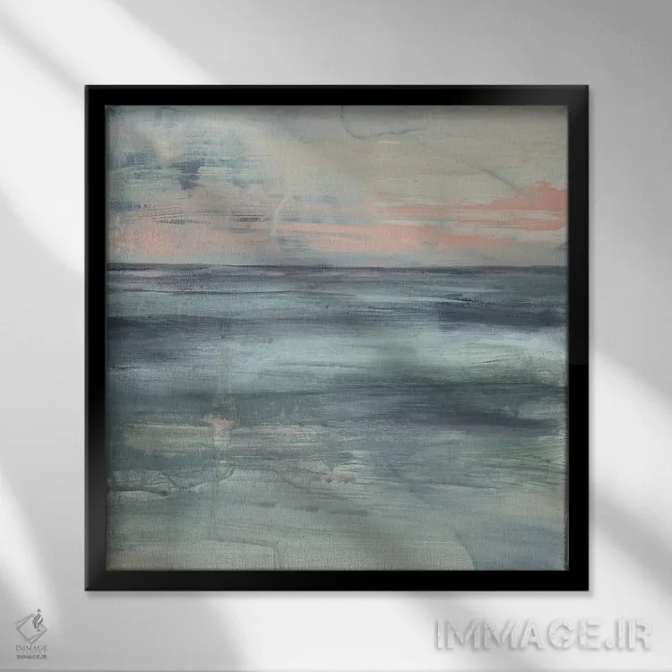 تابلو دکوراتیو ساحل پاستلی یک اثر جنیفر گلدبرگر - نمای قابدار مشکی