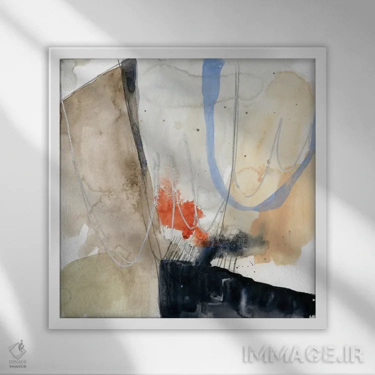 تابلو دکوراتیو مختصات انتزاعی پنج اثر جنیفر گلدبرگر - نمای قابدار سفید