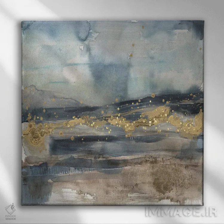 تابلو دکوراتیو نور طلایی در افق I اثر جنیفر گلدبرگر - نمای روبهرو روی دیوار