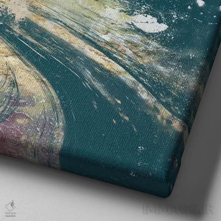 تابلو دکوراتیو نمای هوایی آبی دودی اثر جنیفر گلدبرگر - نمای نزدیک بافت بوم