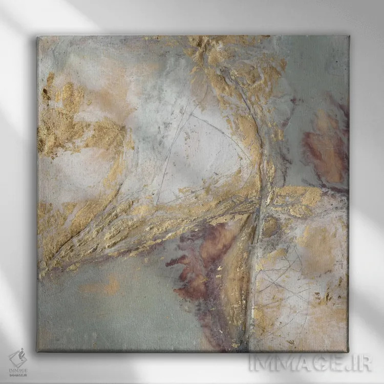 تابلو دکوراتیو مدار طلایی I اثر جنیفر گلدبرگر - نمای روبهرو روی دیوار