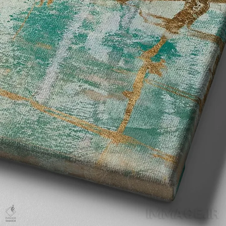 تابلو دکوراتیو توری آبی دودی I اثر جنیفر گلدبرگر - نمای نزدیک بافت بوم