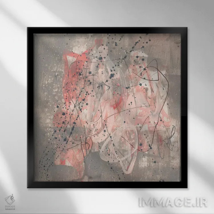 تابلو دکوراتیو جنبش صورتی ملایم I اثر جنیفر گلدبرگر - نمای قابدار مشکی