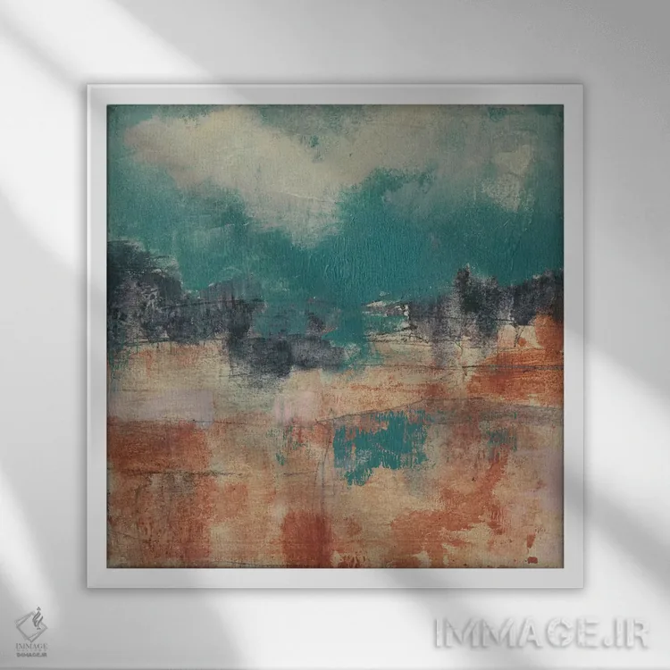 تابلو دکوراتیو آسمان آبی دودی II اثر جنیفر گلدبرگر - نمای قابدار سفید