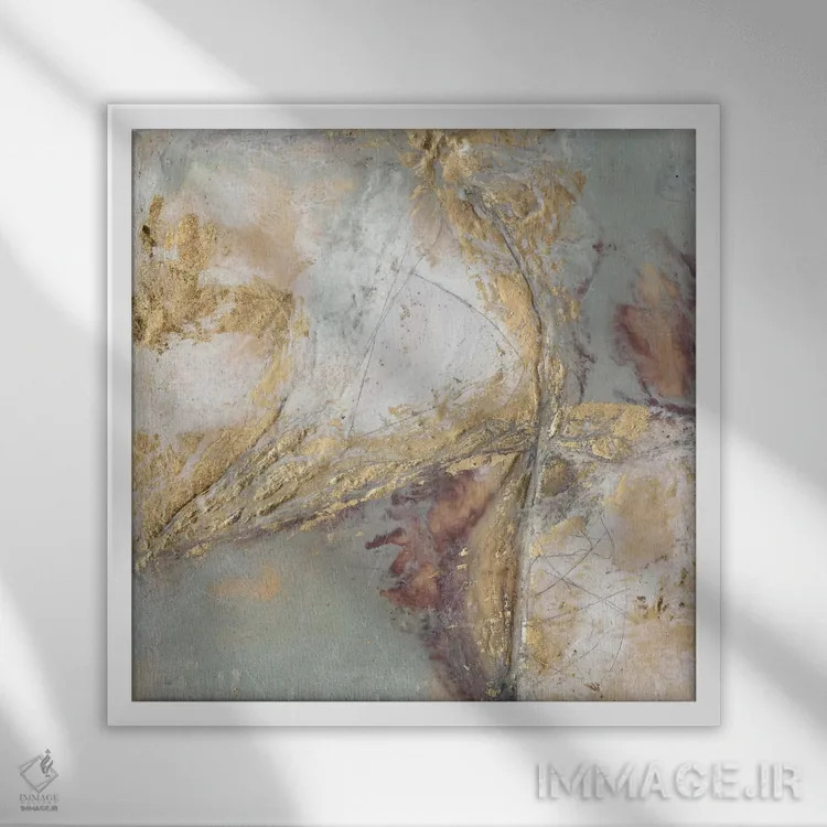 تابلو دکوراتیو مدار طلایی I اثر جنیفر گلدبرگر - نمای قابدار سفید