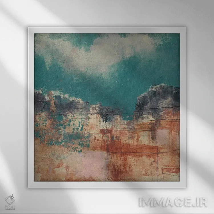 تابلو دکوراتیو آسمان آبی دودی I اثر جنیفر گلدبرگر - نمای قابدار سفید