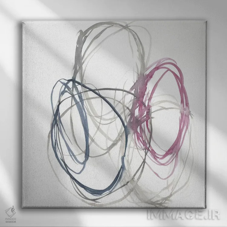 تابلو دکوراتیو دایره های سرخابی II اثر جنیفر گلدبرگر - نمای روبهرو روی دیوار