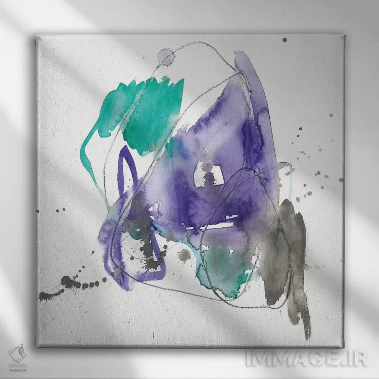 تابلو دکوراتیو زمرد و فرابنفش I اثر جنیفر گلدبرگر - نمای روبهرو روی دیوار