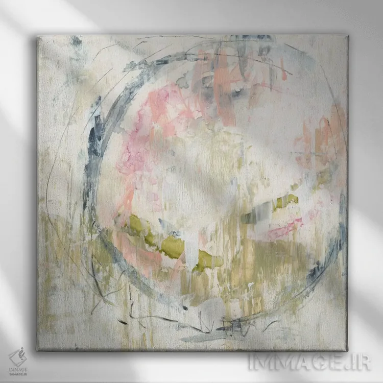 تابلو دکوراتیو خزه صورتی I اثر جنیفر گلدبرگر - نمای روبهرو روی دیوار