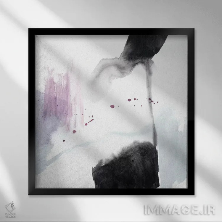 تابلو دکوراتیو شکوفه بنفش II اثر جنیفر گلدبرگر - نمای قابدار مشکی