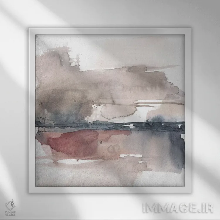 تابلو دکوراتیو افق زمین V اثر جنیفر گلدبرگر - نمای قابدار سفید