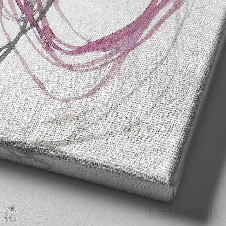 تابلو دکوراتیو دایره های سرخابی II اثر جنیفر گلدبرگر - نمای نزدیک بافت بوم