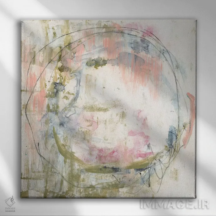 تابلو دکوراتیو خزه صورتی II اثر جنیفر گلدبرگر - نمای روبهرو روی دیوار