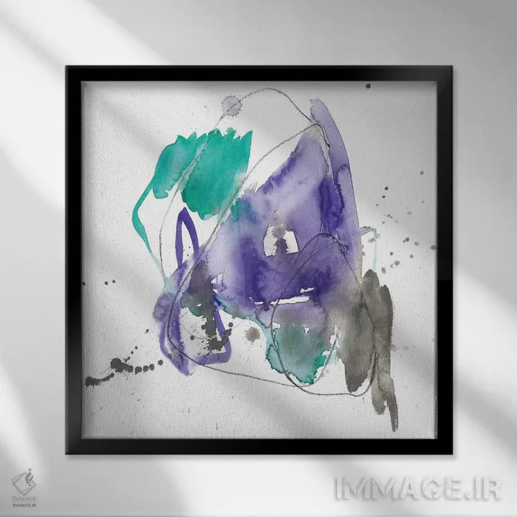 تابلو دکوراتیو زمرد و فرابنفش I اثر جنیفر گلدبرگر - نمای قابدار مشکی