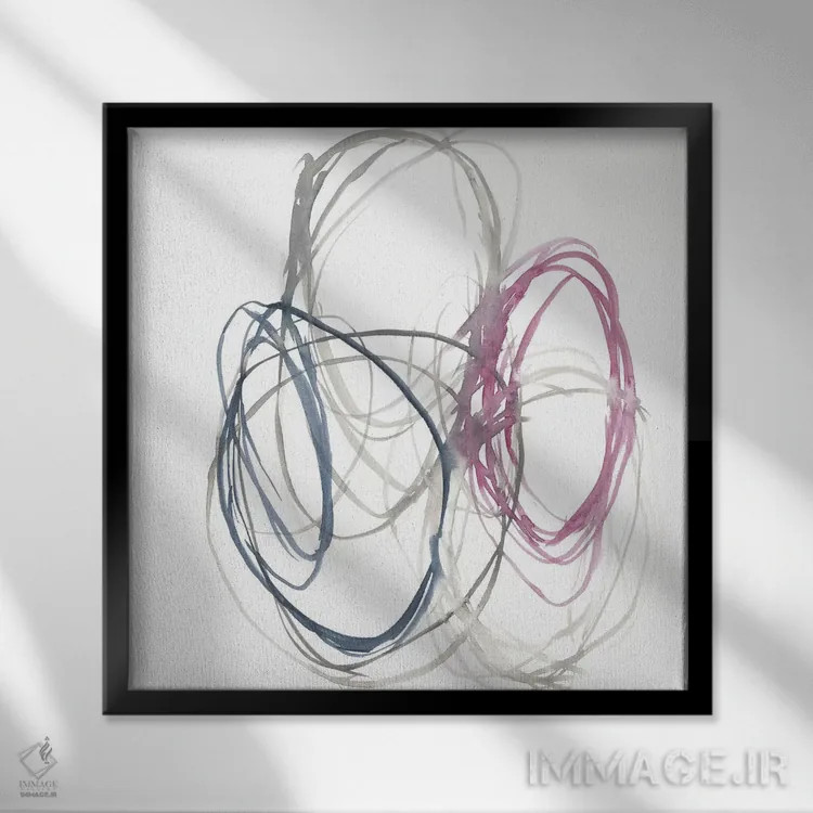 تابلو دکوراتیو دایره های سرخابی II اثر جنیفر گلدبرگر - نمای قابدار مشکی