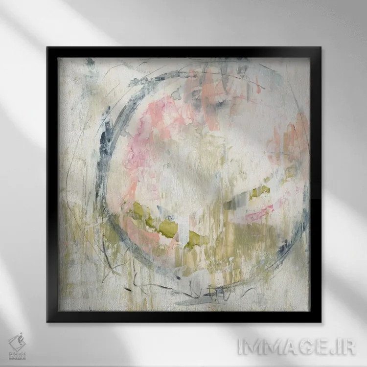 تابلو دکوراتیو خزه صورتی I اثر جنیفر گلدبرگر - نمای قابدار مشکی