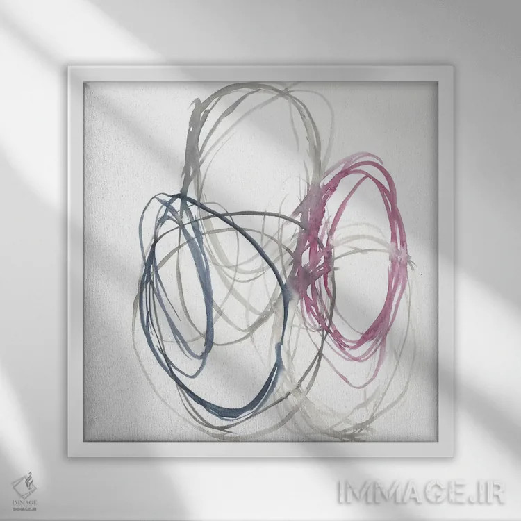 تابلو دکوراتیو دایره های سرخابی II اثر جنیفر گلدبرگر - نمای قابدار سفید