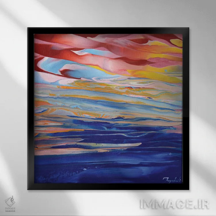 تابلو دکوراتیو از میان آسمان سرخ ۱ اثر جیکوب جوگاشویلی - نمای قابدار مشکی