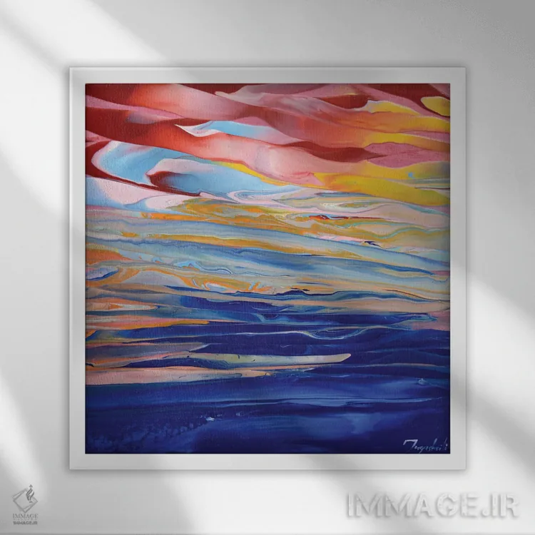 تابلو دکوراتیو از میان آسمان سرخ ۱ اثر جیکوب جوگاشویلی - نمای قابدار سفید