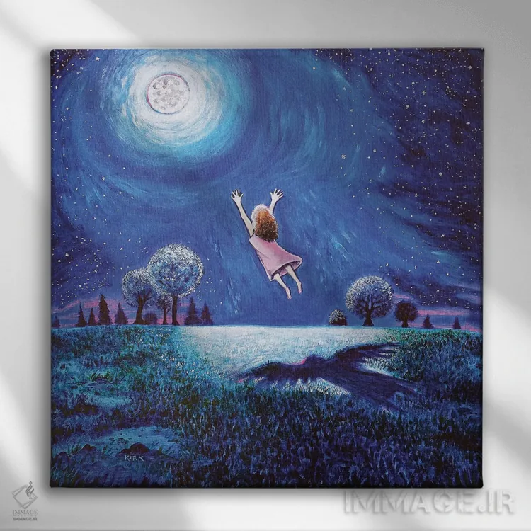 تابلو دکوراتیو آغوش بزرگ ماه اثر جری لی کرک - نمای روبهرو روی دیوار