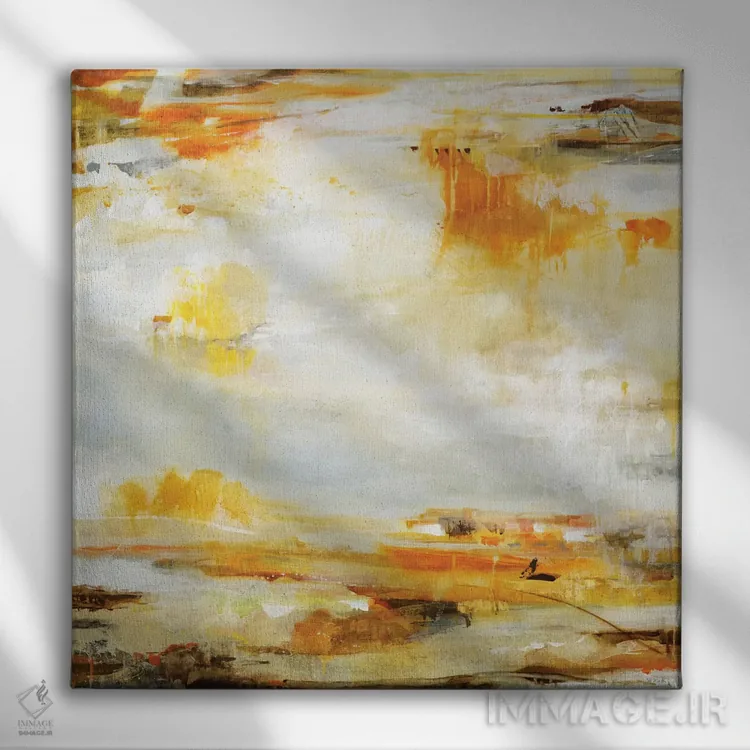 تابلو دکوراتیو بخار نارنجی اثر جیل مارتین - نمای روبهرو روی دیوار