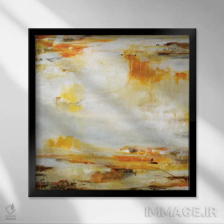 تابلو دکوراتیو بخار نارنجی اثر جیل مارتین - نمای قابدار مشکی