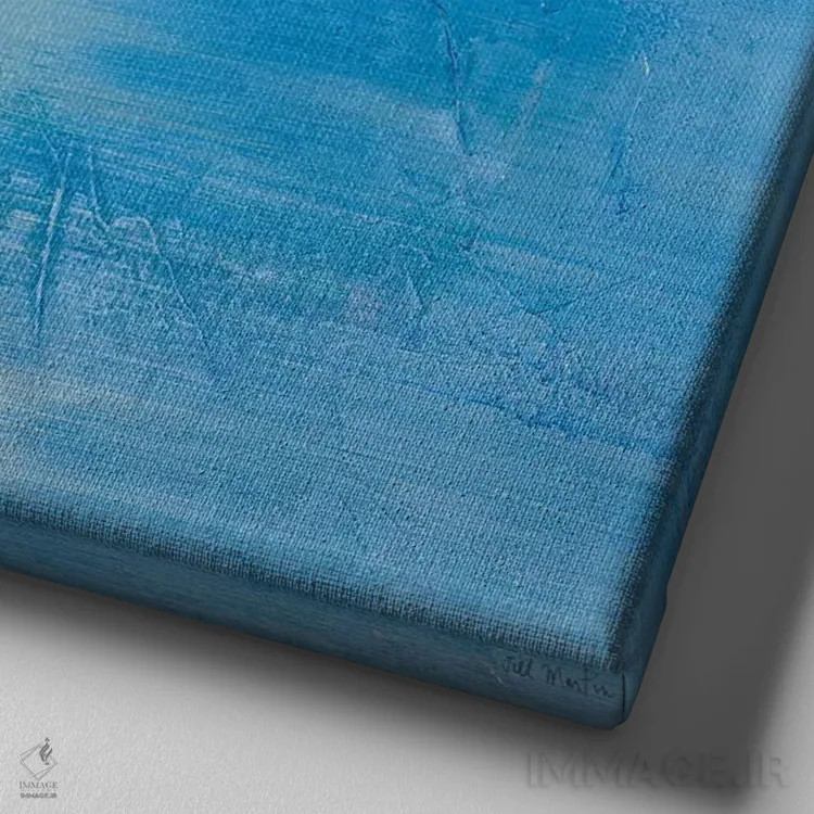 تابلو دکوراتیو دلبسته آبی ۲ اثر جیل مارتین - نمای نزدیک بافت بوم