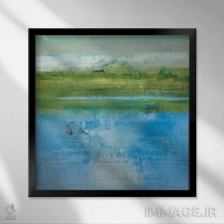 تابلو دکوراتیو دلبسته آبی ۲ اثر جیل مارتین - نمای قابدار مشکی