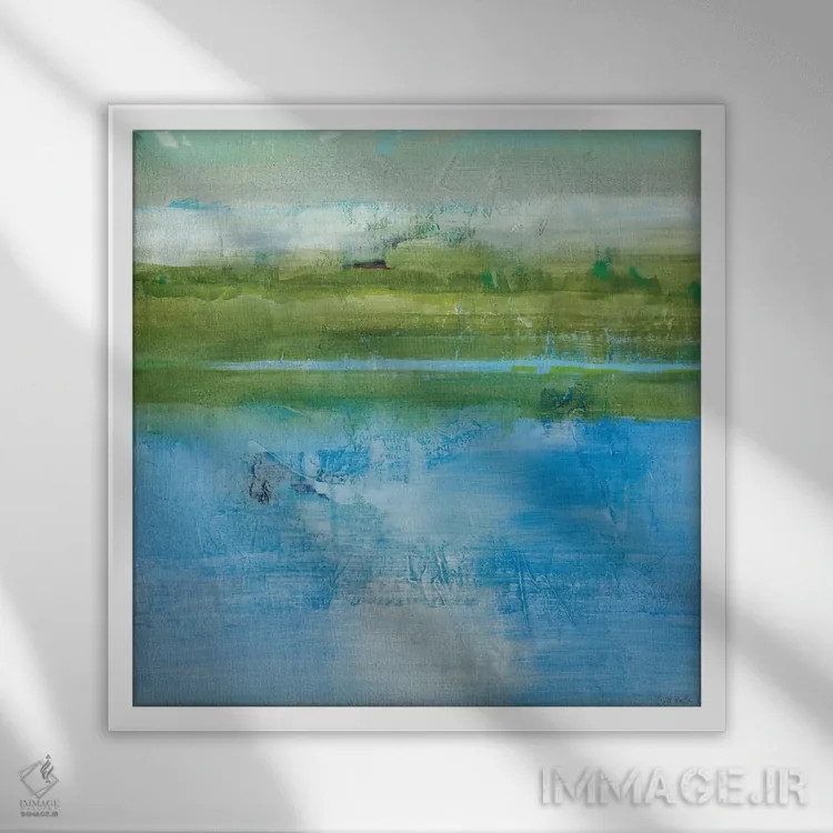 تابلو دکوراتیو دلبسته آبی ۲ اثر جیل مارتین - نمای قابدار سفید