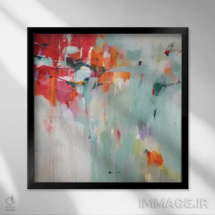 تابلو دکوراتیو یادآوری سرخی اثر جیل مارتین - نمای قابدار مشکی