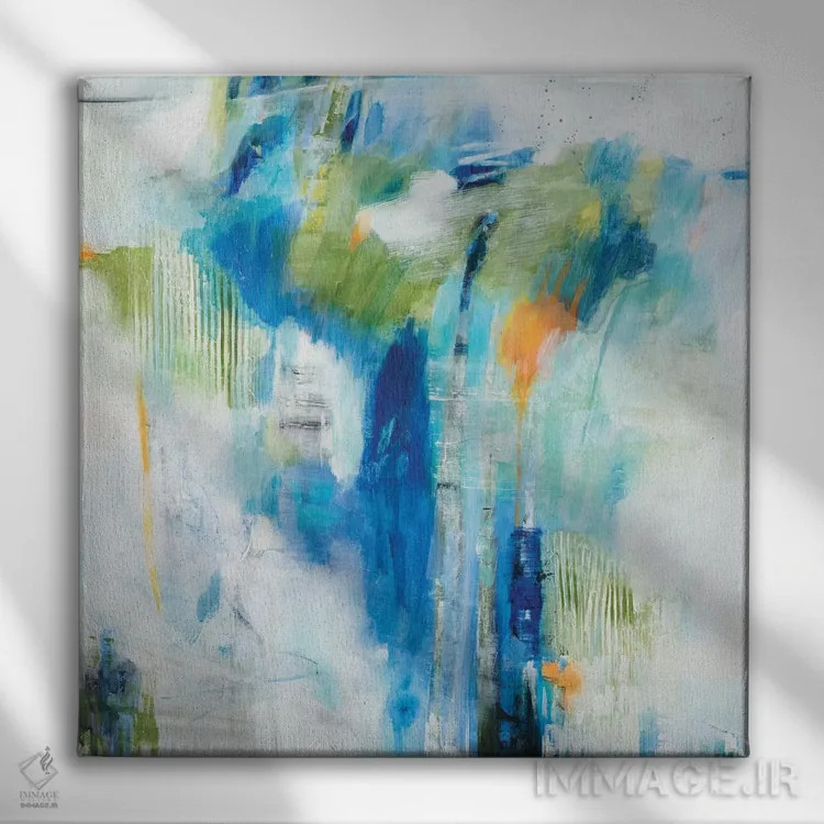 تابلو دکوراتیو منطق آبی اثر جیل مارتین - نمای روبهرو روی دیوار