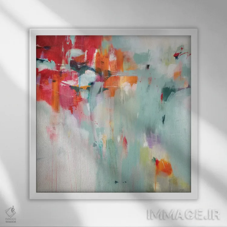 تابلو دکوراتیو یادآوری سرخی اثر جیل مارتین - نمای قابدار سفید