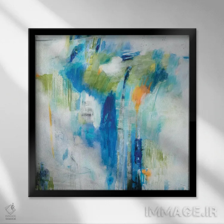 تابلو دکوراتیو منطق آبی اثر جیل مارتین - نمای قابدار مشکی