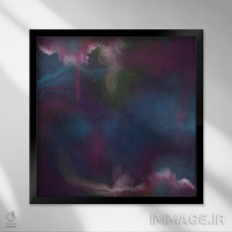 تابلو دکوراتیو آبی عمیق اثر جولیانا لوومر - نمای قابدار مشکی