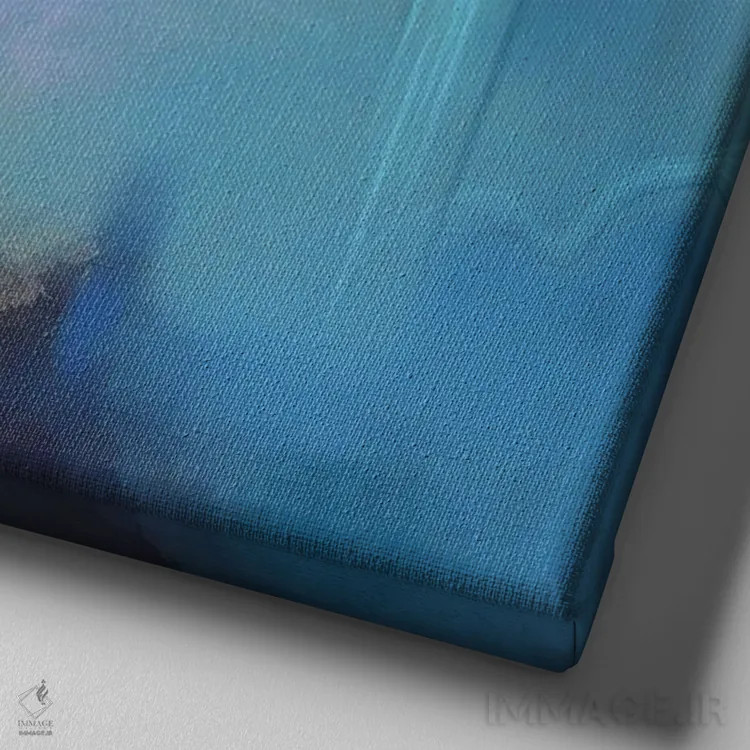 تابلو دکوراتیو در آبی اثر جولیانا لوومر - نمای نزدیک بافت بوم