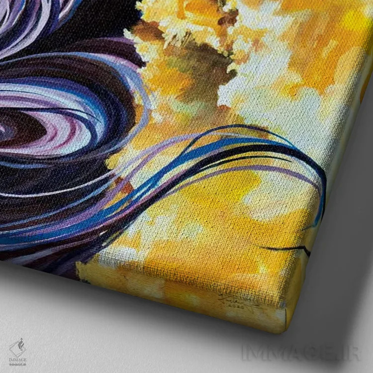 تابلو دکوراتیو جعبه پاندورا اثر جکی لیو - نمای نزدیک بافت بوم