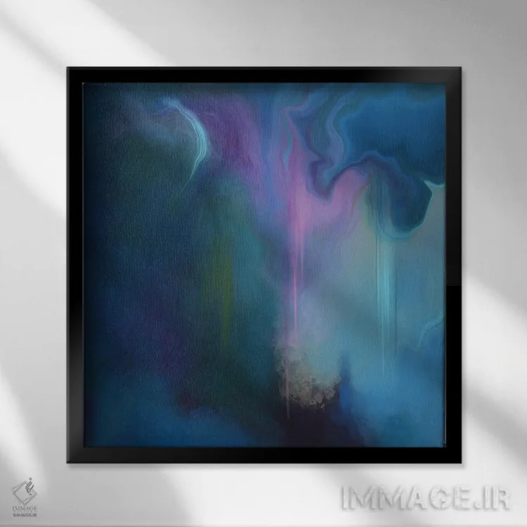 تابلو دکوراتیو در آبی اثر جولیانا لوومر - نمای قابدار مشکی