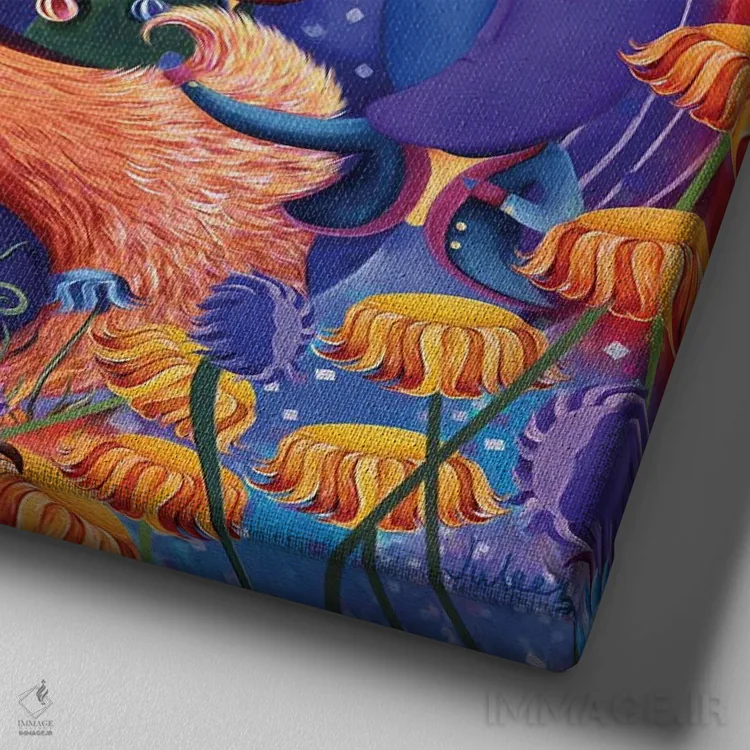 تابلو دکوراتیو به دام اندازنده رویا اثر جولیز - نمای نزدیک بافت بوم