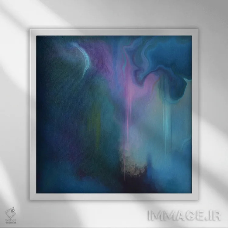 تابلو دکوراتیو در آبی اثر جولیانا لوومر - نمای قابدار سفید