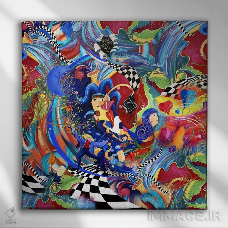 تابلو دکوراتیو زنی که ذهنش را می پوشد اثر جولیز - نمای روبهرو روی دیوار