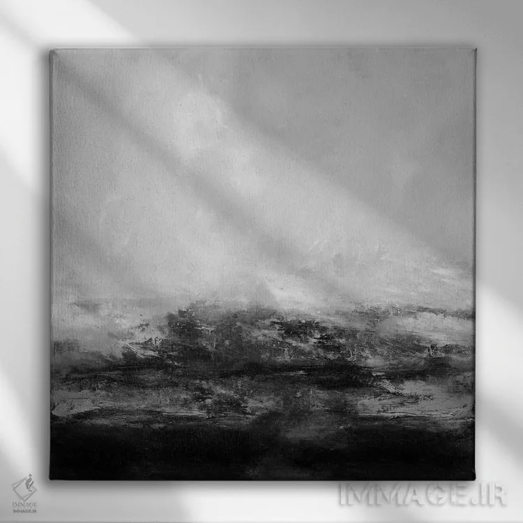 تابلو دکوراتیو زمین در خاکستری اثر جیک مسینا - نمای روبهرو روی دیوار