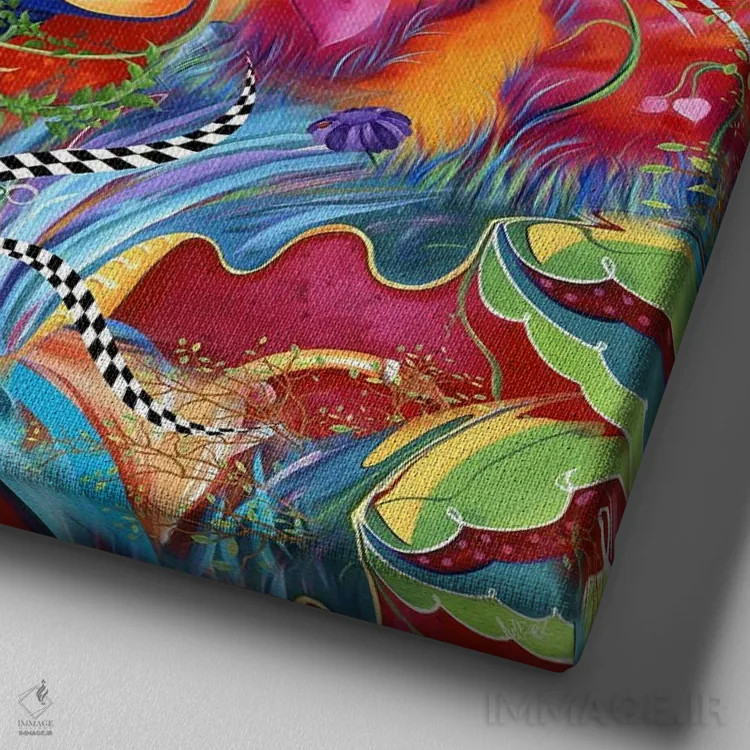 تابلو دکوراتیو زنی که ذهنش را می پوشد اثر جولیز - نمای نزدیک بافت بوم