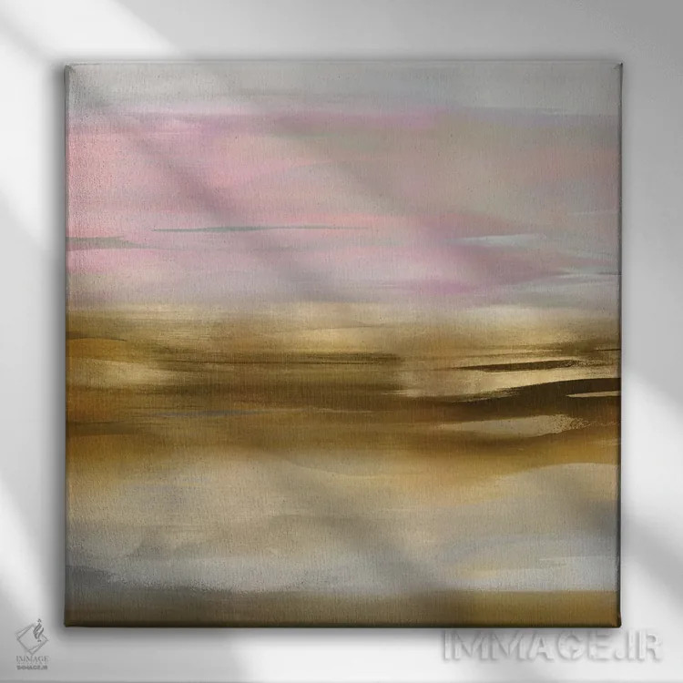 تابلو دکوراتیو هجوم طلایی با سرخی صورتی IIa اثر جیک مسینا - نمای روبهرو روی دیوار