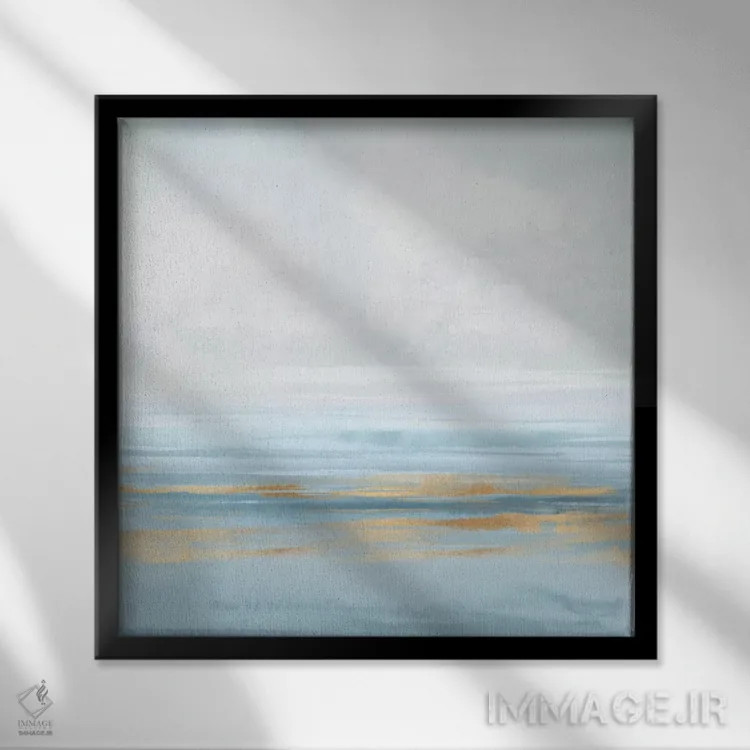 تابلو دکوراتیو بازتاب آبی آسمانی ۱ اثر جیک مسینا - نمای قابدار مشکی